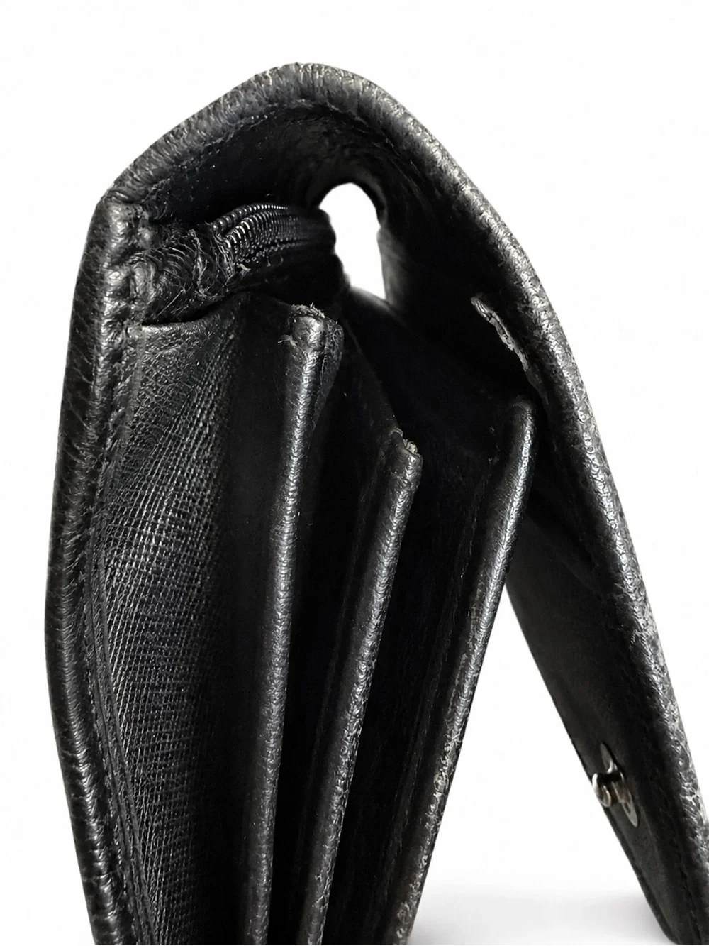 Authenticated Prada Black Saffiano Leather Continental Long Wallet 7”